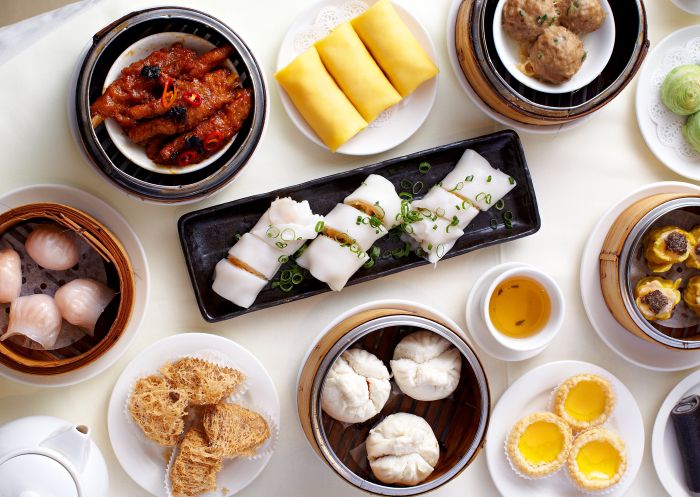 Selection of yum cha dishes at The Dynasty, Belmore