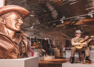 Display of clothing, musical instruments and other collectibles at the Australian Country Music Hall of Fame, Tamworth