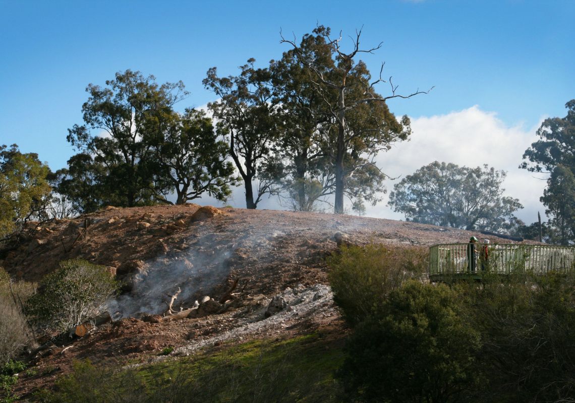Smoke drifting over Burning Mountain Nature Reserve near Scone