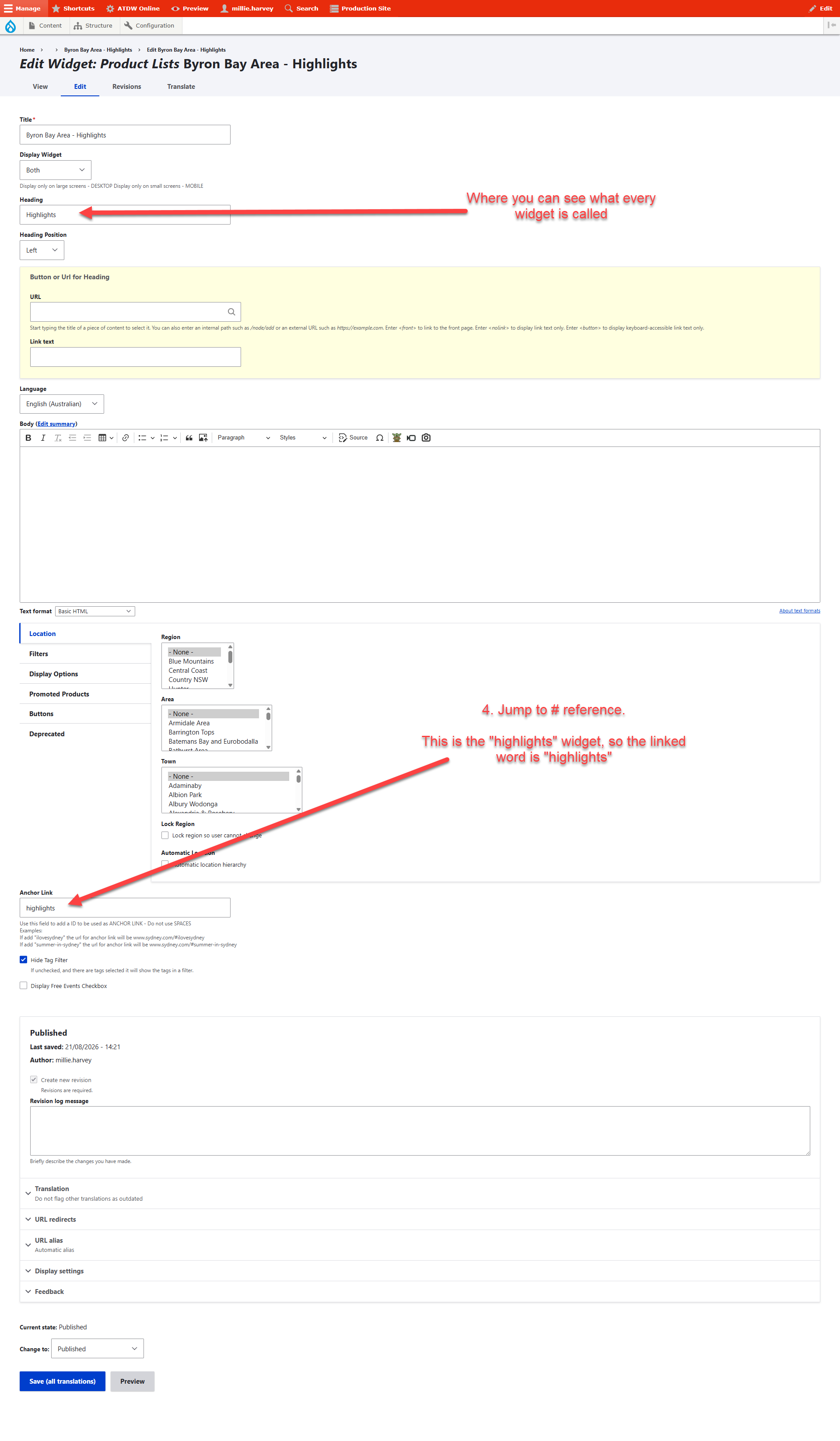 instructions for jump to links