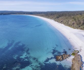 Views showing the white sand of Hyams Beach, Jervis Bay