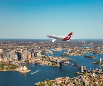 A380 over Sydney, Qantas, Sydney - Credit:  Qantas 