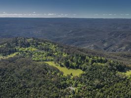Aerial view of the towns of Mount Wilson and Mount Irvine surrounded Mount Wilson and Mount Irvine, Blue Mountains