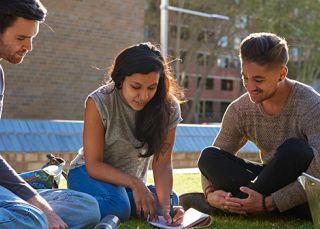 University of Technology, Sydney (UTS) students relaxing in The Goods Line in Ultimo The Goods Line, Ultimo