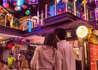 Couple enjoying Summer in Sydney at Burwood Chinatown, Burwood