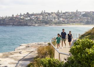 Family enjoying the Bondi to Bronte walk, Eastern Suburbs
