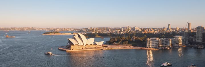 Ferries sailing past the Sydney Opera House in Sydney Harbour
