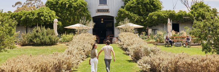 Couple enjoying Lowe Wines, Mudgee