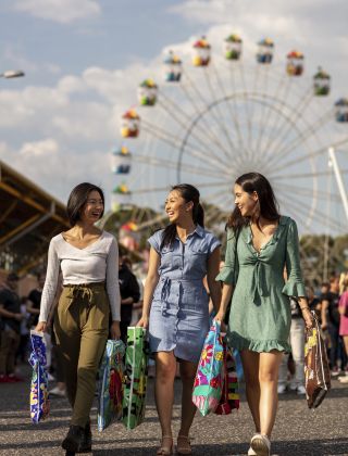 Friends enjoying a day out at the 2019 Sydney Royal Easter Show, Sydney Showground at Sydney Olympic Park.