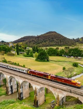 Train passing a bridge in regional NSW 