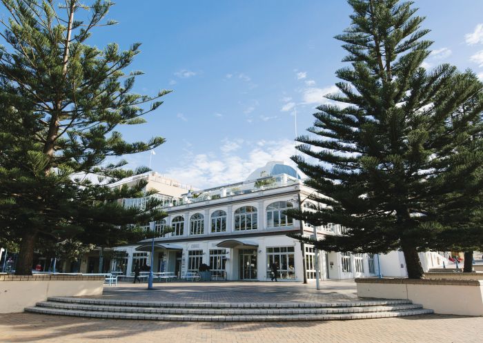 Street view of Coogee Pavilion in Sydney's Eastern suburbs, Coogee