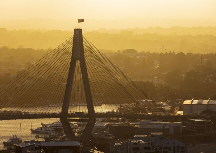 Sunset over ANZAC Bridge in Pyrmont