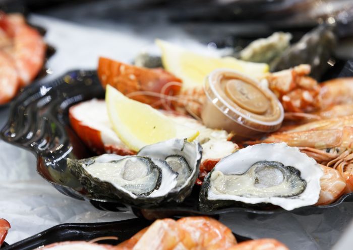 Detail of seafood at Sydney Fish Market in Pyrmont