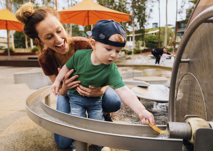 Young boy having a fun day out at The Playground, Darling Quarter in Darling Harbour