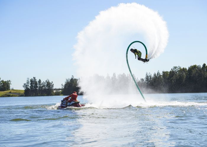Jetpack Adventures, Penrith Man enjoying an action-packed experience at Jetpack Adventures in Sydney International Regatta Centre, Penrith