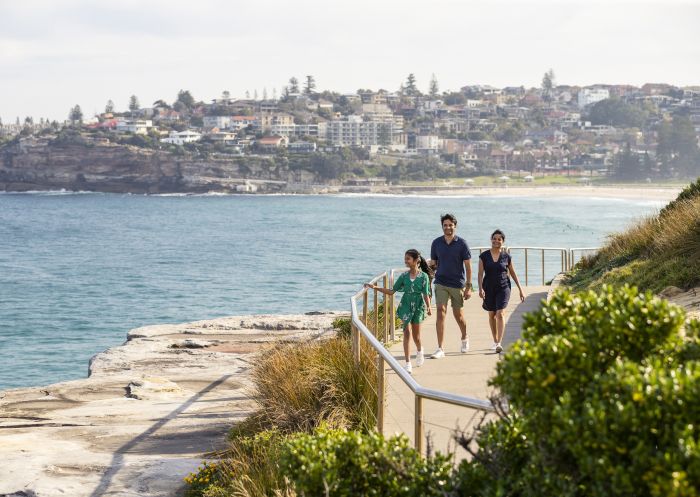 Family enjoying the Bondi to Bronte walk, Sydney