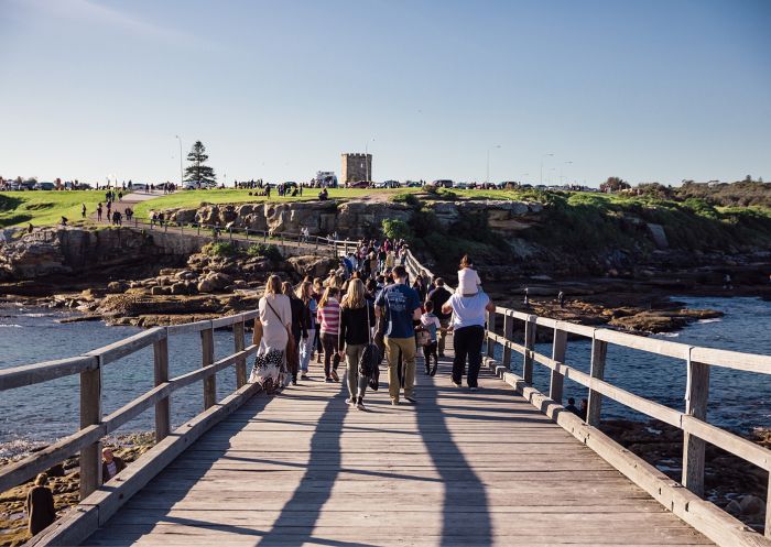 Crowds visiting Blak Markets at Bare Island in La Perouse, Sydney East