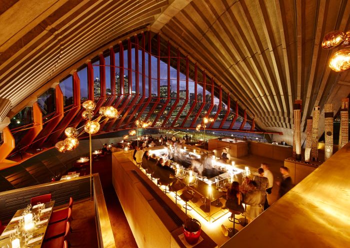 Cured and Cultured counter on the central level of Bennelong overlooking The Restaurant, Sydney