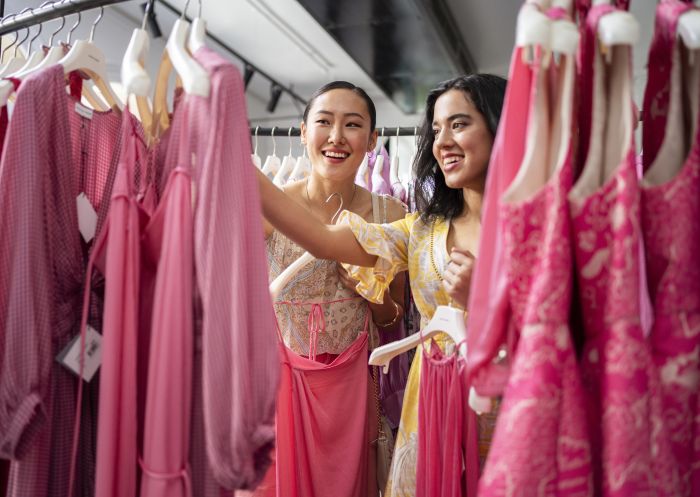 Friends enjoying a day of shopping at The Strand Arcade in Sydney CBD