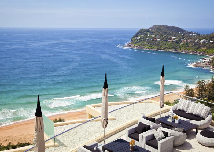 Outdoor terrace at Jonah's Restaurant and Boutique Hotel, Whale Beach