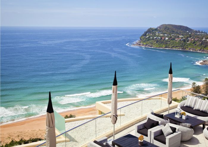 Outdoor terrace at Jonah's Restaurant and Boutique Hotel, Whale Beach