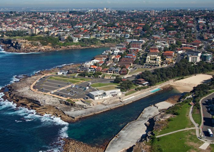 Clovelly aerial, morning - Credit: Ethan Rohloff; Destination NSW Aerial of Clovelly headland including Clovelly surf lifesaving club and Bundock Park