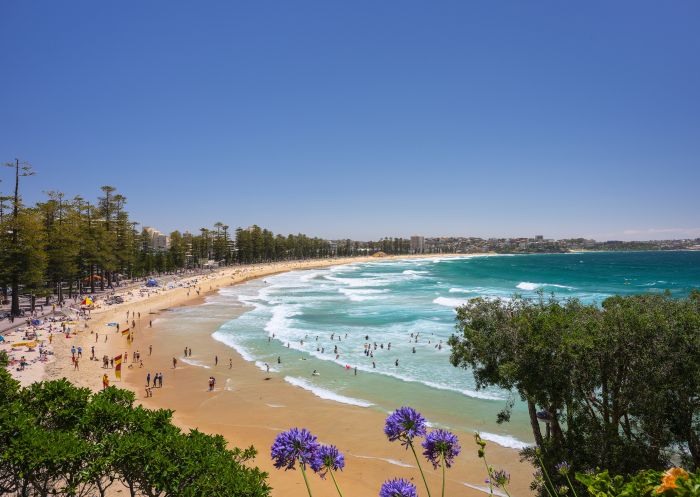 Crowds enjoying a Summer's day at Manly Beach in Manly, Sydney North