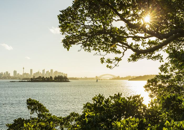View of Shark Island and Sydney Harbour from the Hermitage Foreshore Walking Track in Vaucluse