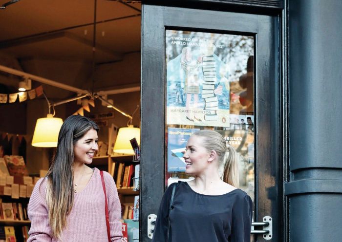 Friends leaving Oscar & Friends Booksellers - Surry Hills - Sydney
