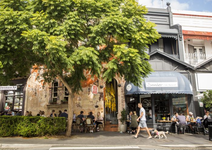 Cafes and restaurants lining the Five Ways, Paddington