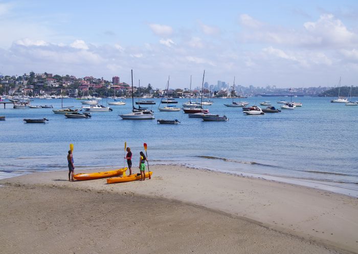 Friends enjoying a day of kayaking on Sydney Harbour, Sydney City