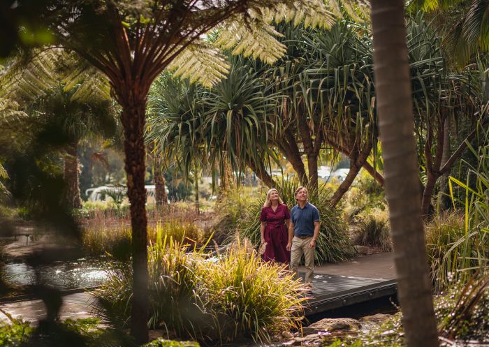 Couple walking in The Australian Botanic Garden in Mount Annan, Sydney West