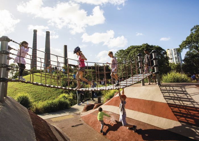 Children enjoying a day at the playground located at Sydney Park, St Peters