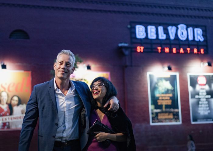 Couple enjoying a night out at the Belvoir St Theatre, Surry Hills