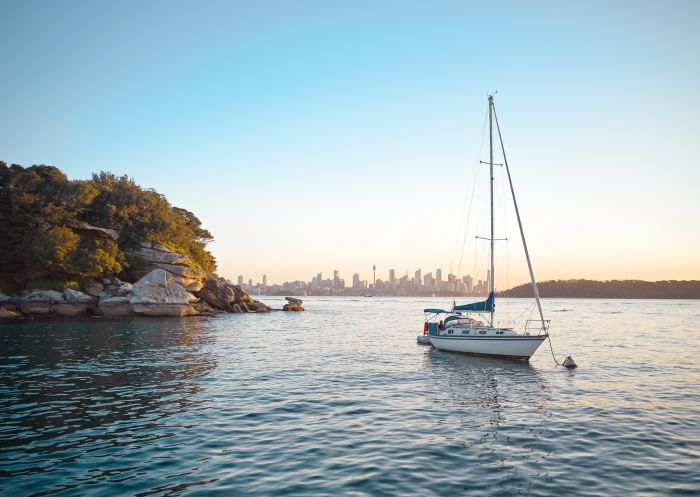 Boat moored in Vaucluse Bay near Nielsen Park, Vaucluse