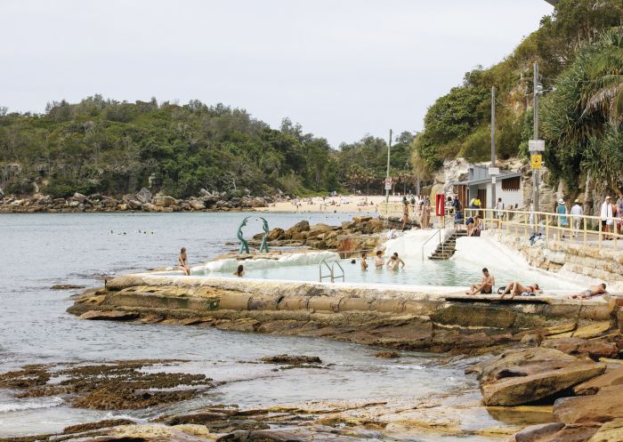 Crowds enjoying a swim in the Fairy Bower Ocean Pool, Manly