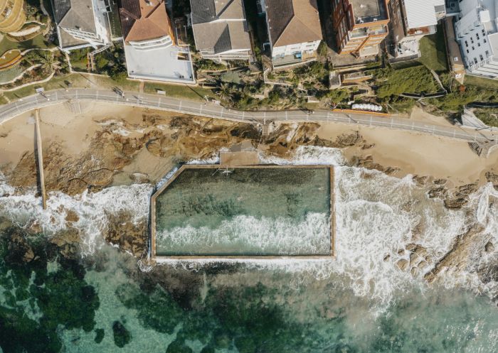 Bird's eye view over Cronulla Rock Pool, Cronulla in Sydney's south