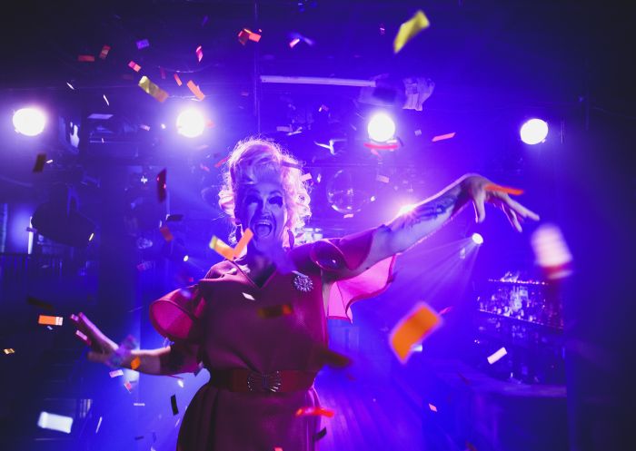 Artist on stage performing at the Imperial Hotel, Erskineville