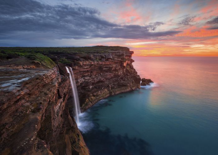 Sunrise at Curracurrong Falls and Eagle Rock in the Royal National Park, Sydney