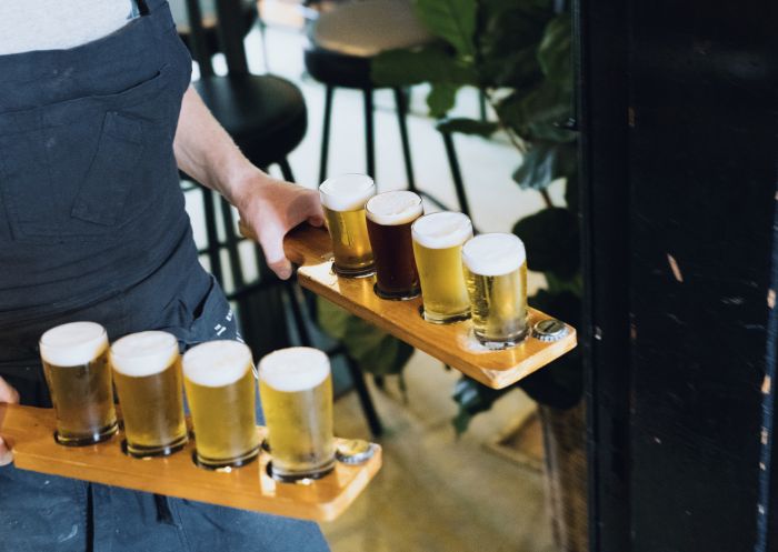 Beer tasting paddles available at the Endeavour Tap Rooms, The Rocks