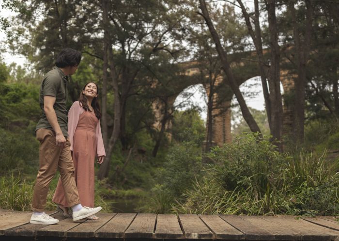 Couple enjoying a visit to the Picton Railway Viaduct in Sydney's south west.