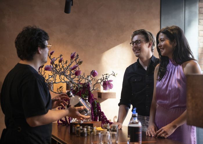 Couple enjoying a gin masterclass at Four Pillars Laboratory, Surry Hills