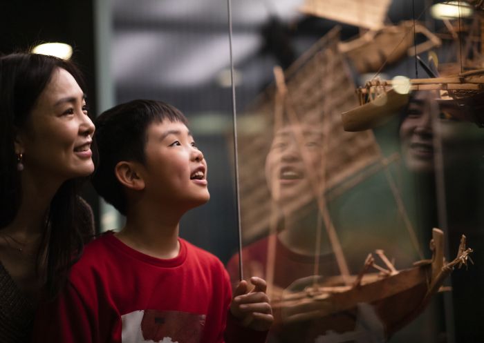 Family enjoying a visit to the Australian National Maritime Museum, Darling Harbour