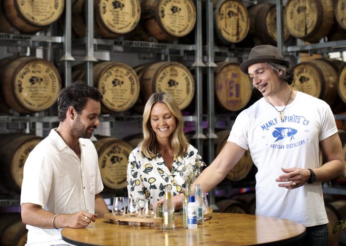 Couple enjoying a gin distillery tour and tasting experience at Manly Spirits Co. Distillery in Brookvale near Manly, Norther beaches