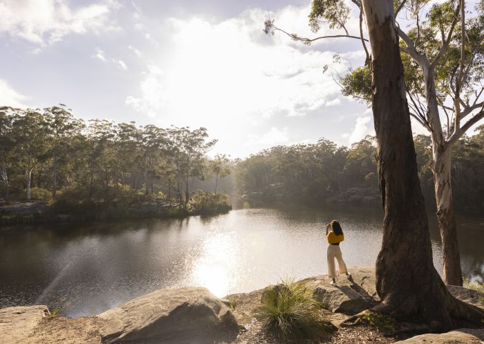 Woman enjoying a walk along the banks of the Parramatta River, Parramatta