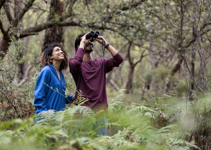 Couple enjoying a visit to Thirlmere Lakes National Park, Thirlmere