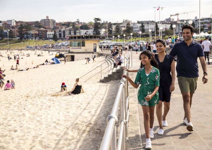 Family enjoying a visit to Bondi Beach, Bondi in Sydney's Eastern Suburbs