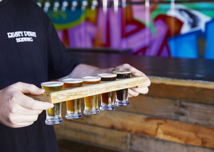Beer tasting paddle available from Rusty Penny Brewing in Penrith, Sydney West