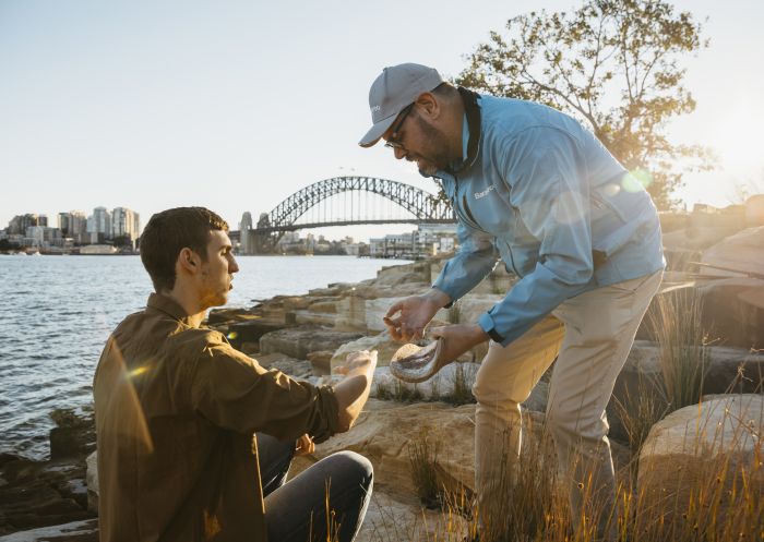 An immersive experience with Aboriginal educator Tim Gray during an Aboriginal Cultural Tour in Barangaroo, Sydney City