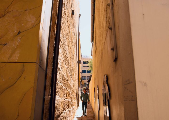 Suez Lane leading visitors towards Nurses Walk in The Rocks, Sydney